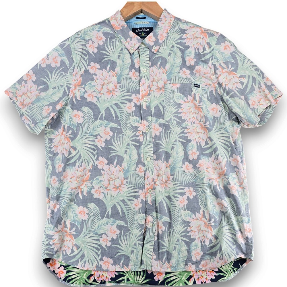 Chubbies Mens XXL Shirt S/S Reverse Print Tropical Floral Cotton Button Down